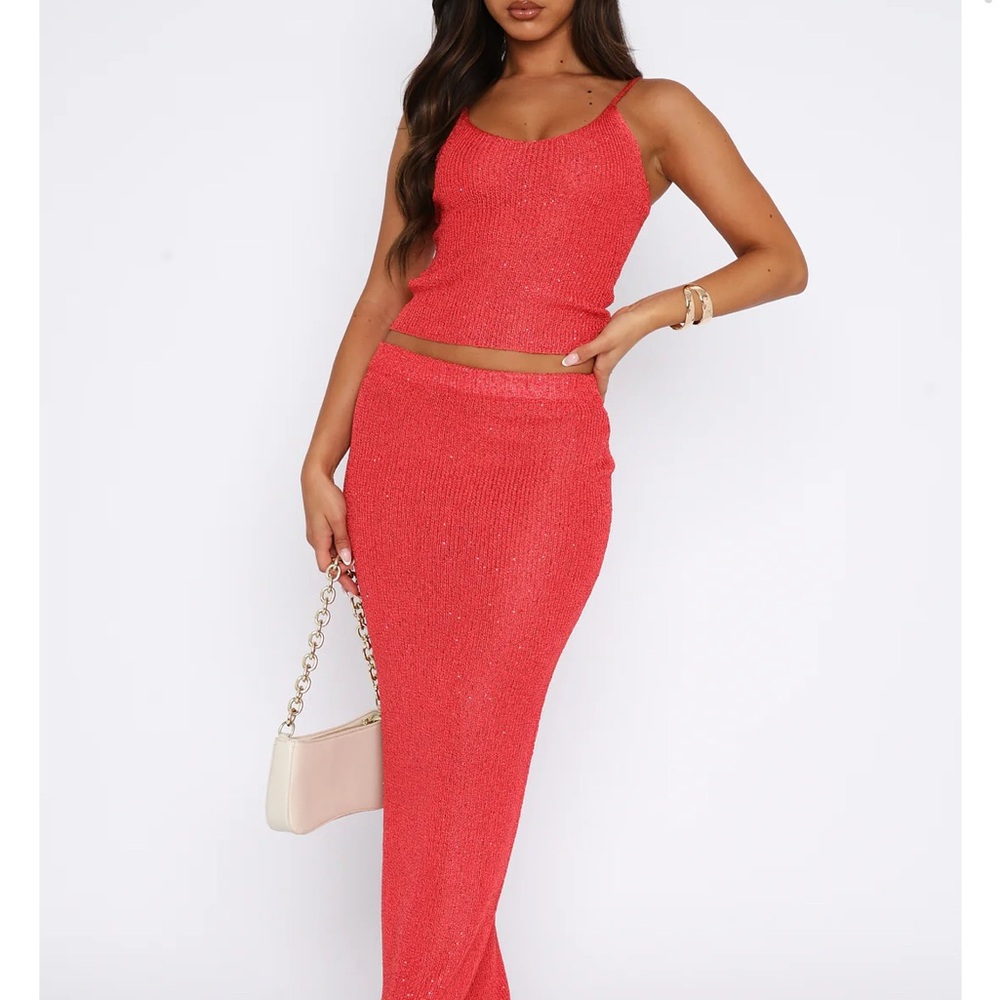 White Fox Boutique Orange Maxi Pencil Skirt Set